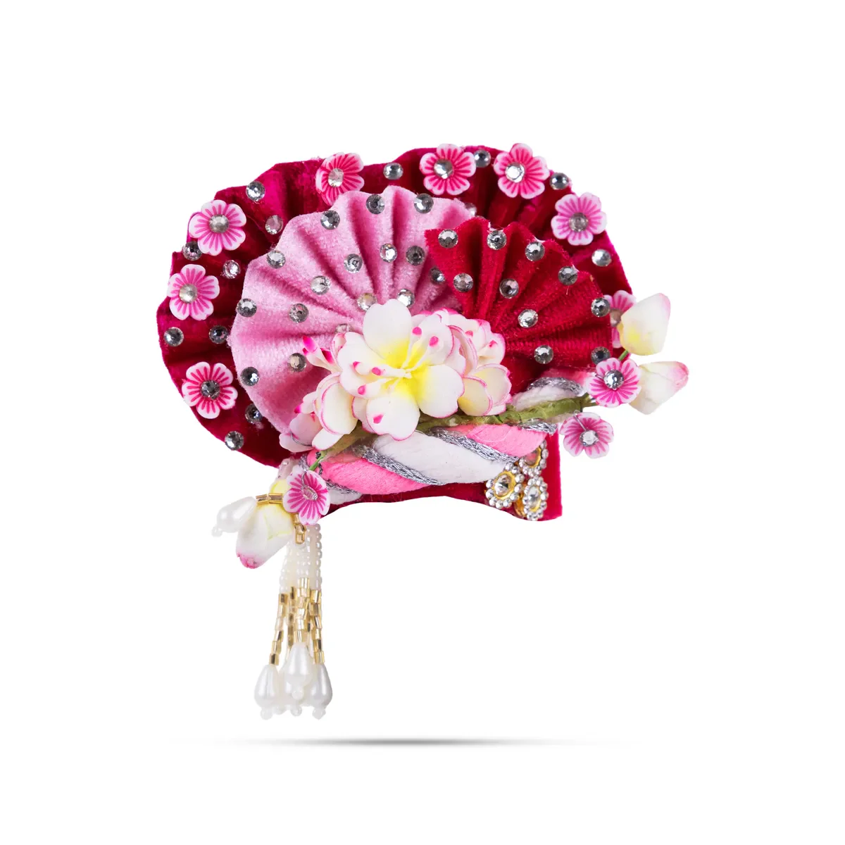 Zari And Stone Design Turban - 3 X 2.25 Inches | Decorative Kireedam/ Kiridam/ Crown For Deity Decor - Image 5