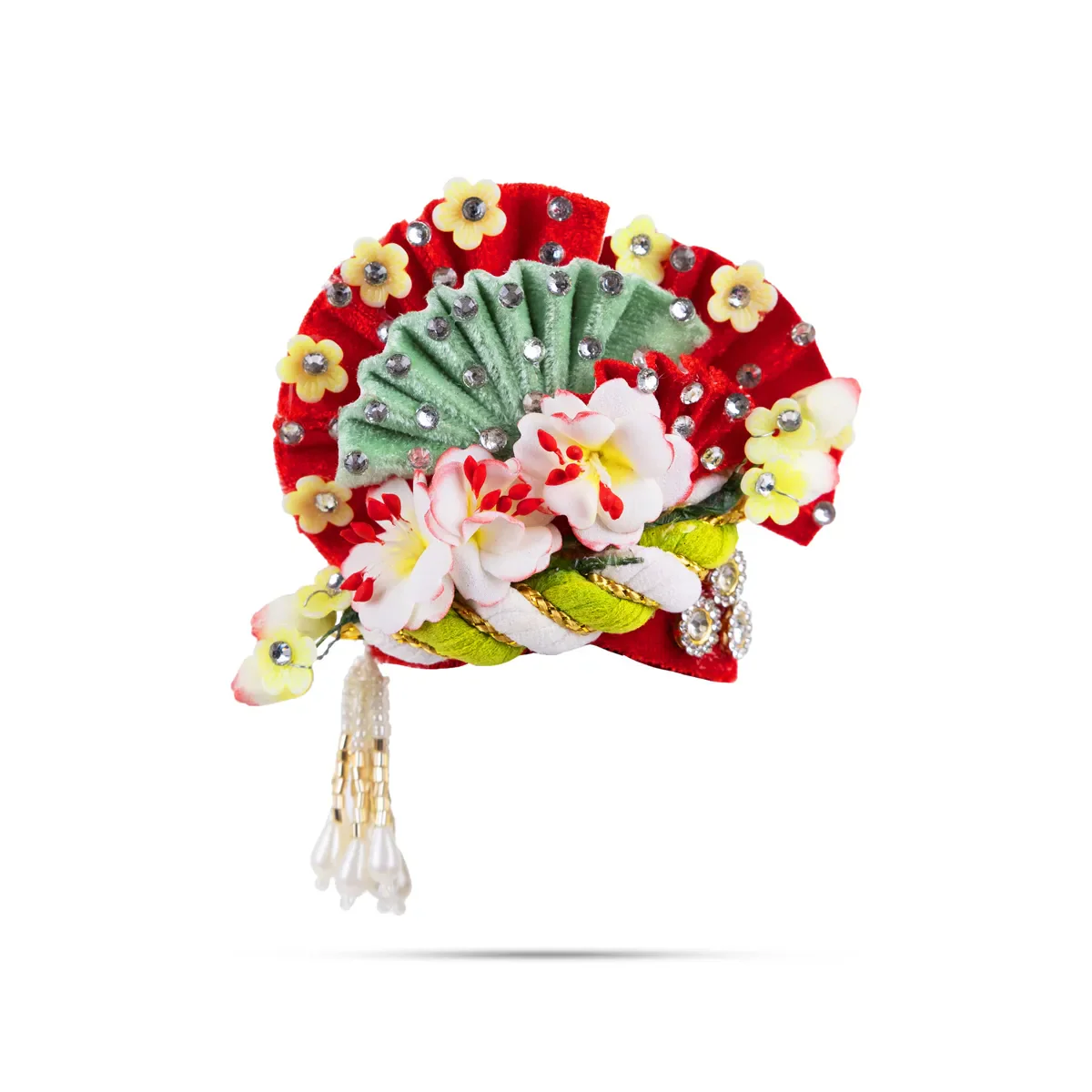 Zari And Stone Design Turban - 3 X 2.25 Inches | Decorative Kireedam/ Kiridam/ Crown For Deity Decor - Image 6