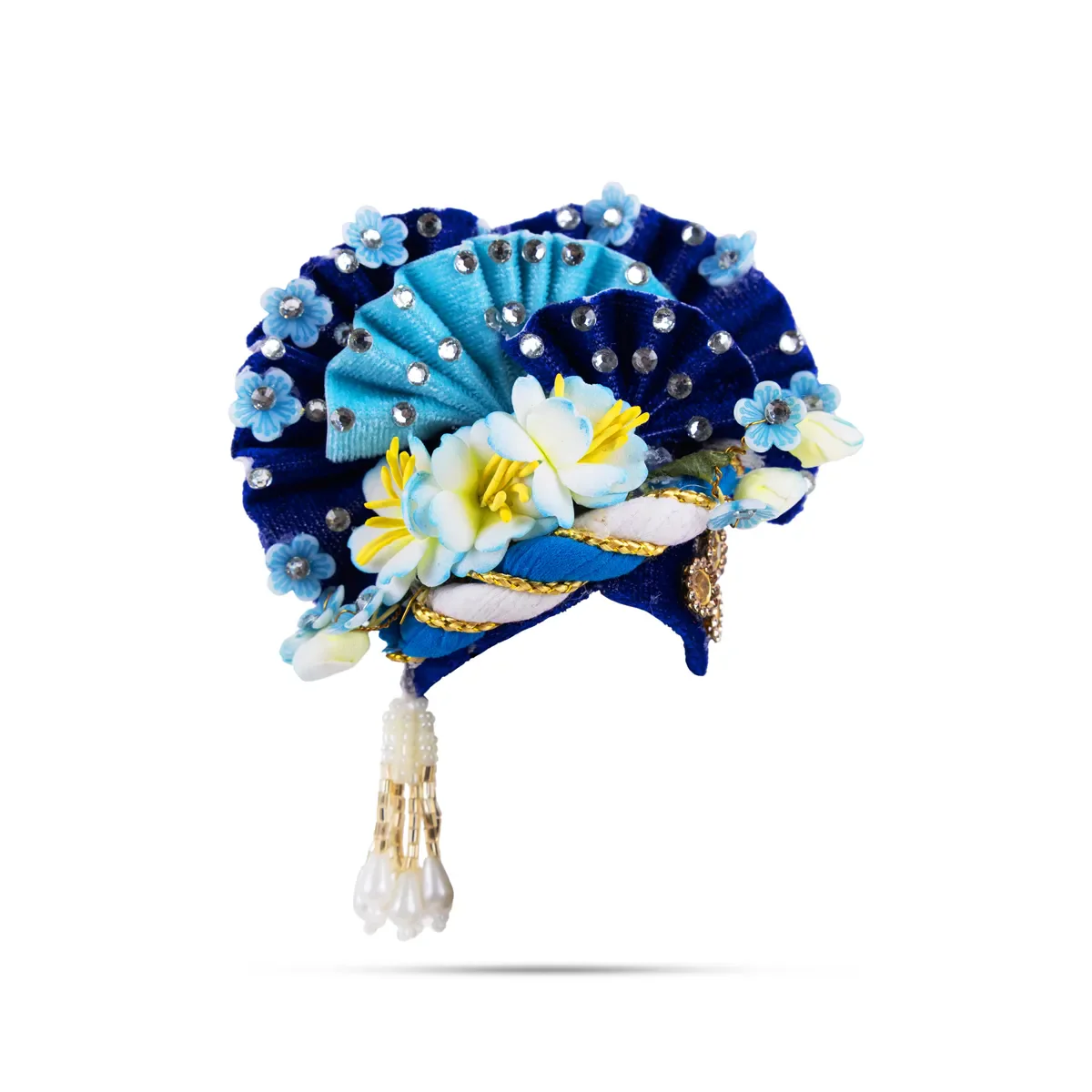 Zari And Stone Design Turban - 3 X 2.25 Inches | Decorative Kireedam/ Kiridam/ Crown For Deity Decor - Image 8