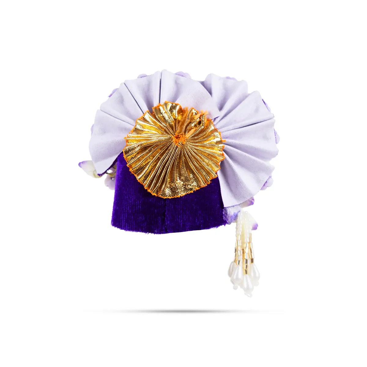 Zari And Stone Design Turban - 3 X 2.25 Inches | Decorative Kireedam/ Kiridam/ Crown For Deity Decor - Image 11
