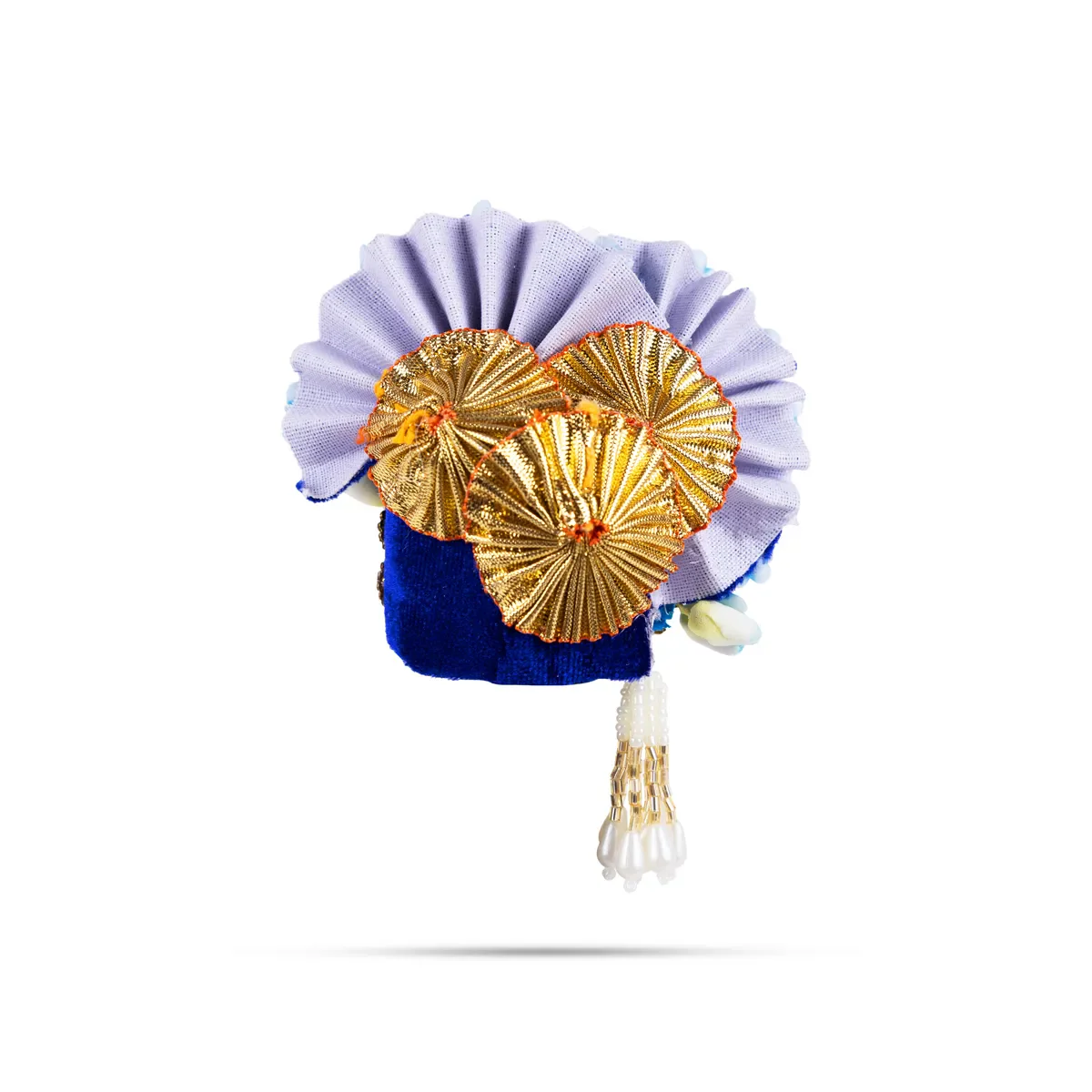 Zari And Stone Design Turban - 3 X 2.25 Inches | Decorative Kireedam/ Kiridam/ Crown For Deity Decor - Image 12