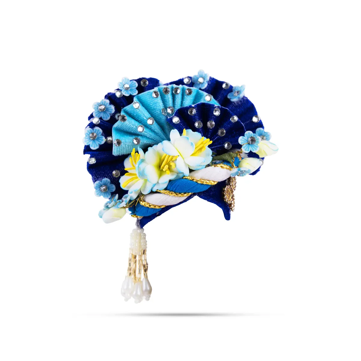 Zari And Stone Design Turban - 3 X 2.25 Inches | Decorative Kireedam/ Kiridam/ Crown For Deity Decor - Image 2
