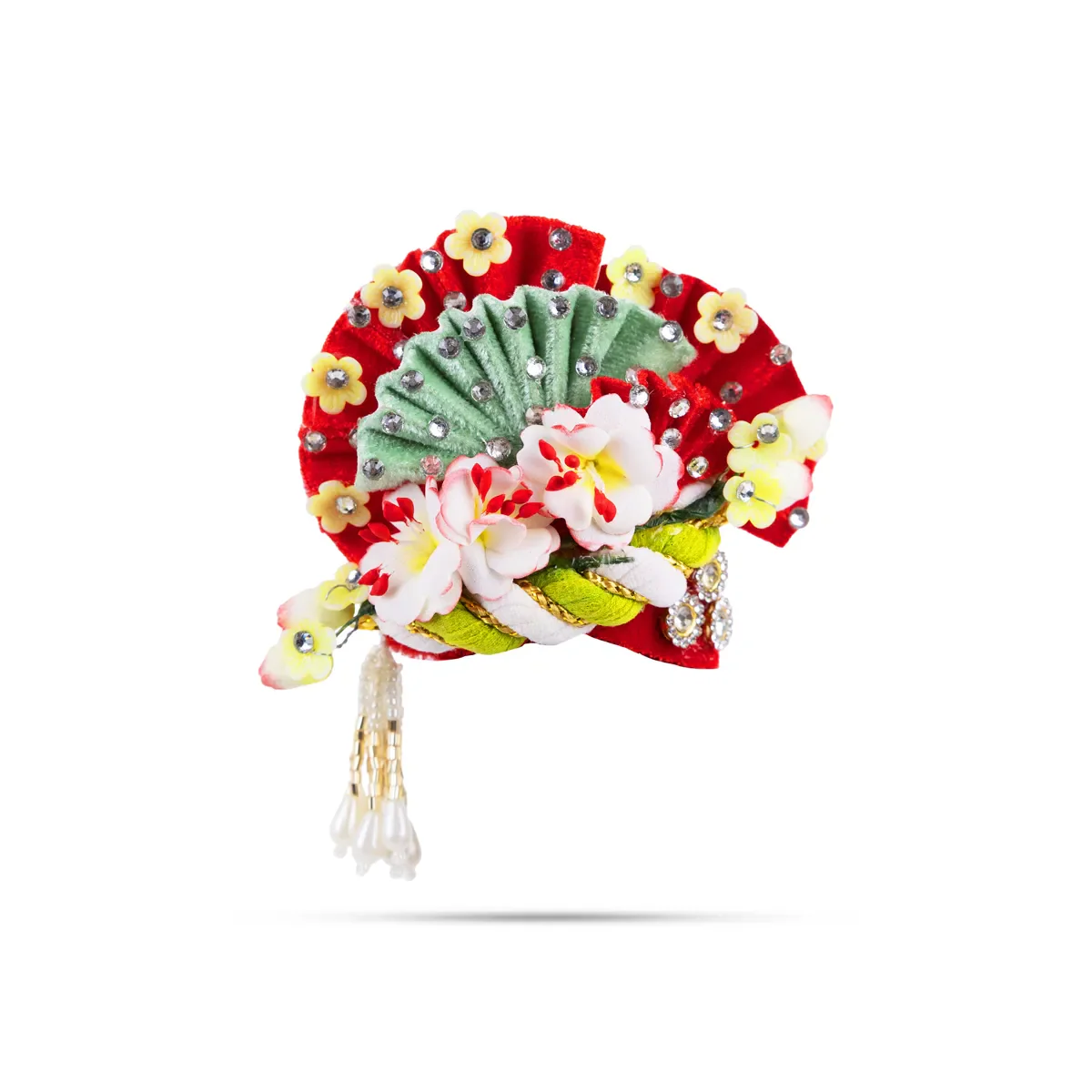 Zari And Stone Design Turban - 3 X 2.25 Inches | Decorative Kireedam/ Kiridam/ Crown For Deity Decor - Image 3