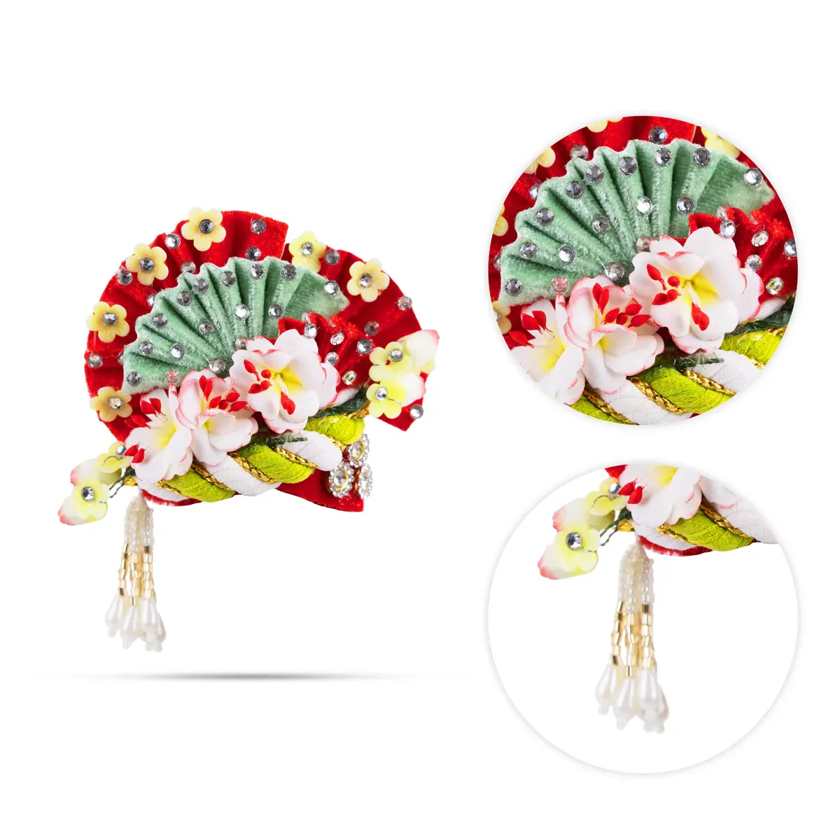 Zari And Stone Design Turban - 3 X 2.25 Inches | Decorative Kireedam/ Kiridam/ Crown For Deity Decor - Image 5